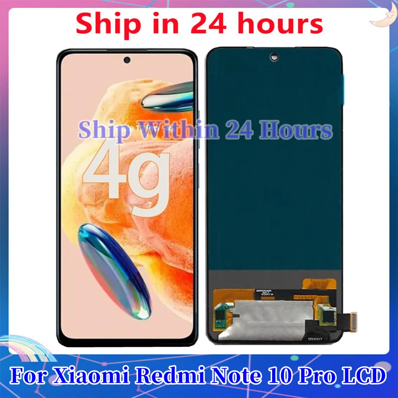 Tested 6.67'' AMOLED For Xiaomi Redmi Note 10 Pro LCD Display Touch Screen Digitizer Assembly For  Note10 Pro M2101K6G M2101K6R