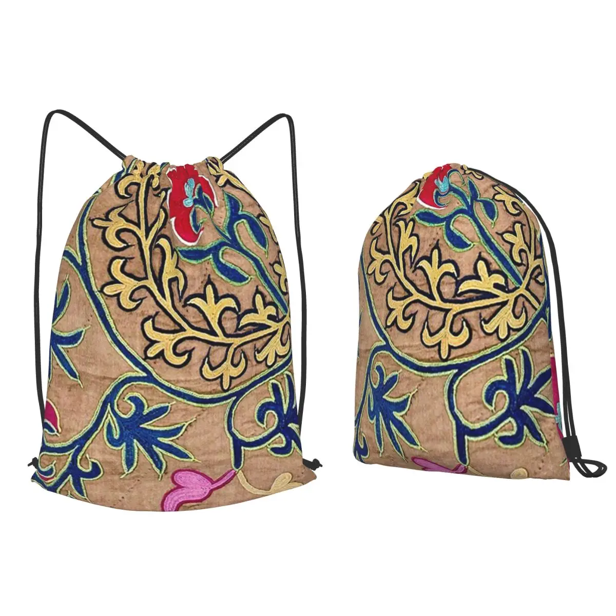 Lakai Suzani Uzbekistan Prayer Rug Backpacks Fashion Drawstring Bundle Pocket Sports Bag Book Bags for Man Woman Students