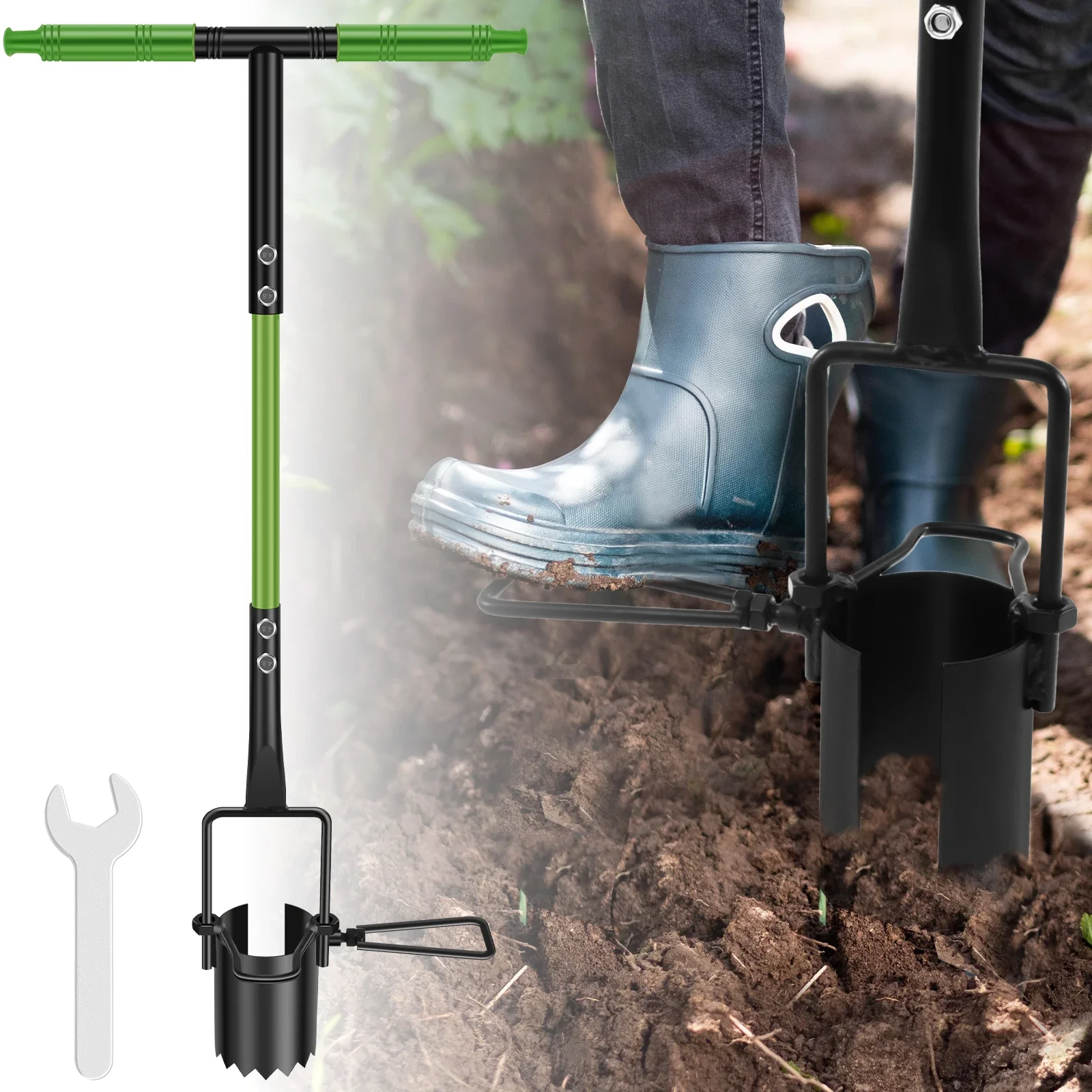 

Bulb Transplanter Tool Stainless Steel Tooth Bulb Transplanter Long T Shape Handle Foot Digging Transplanter Tool Flexible Easy
