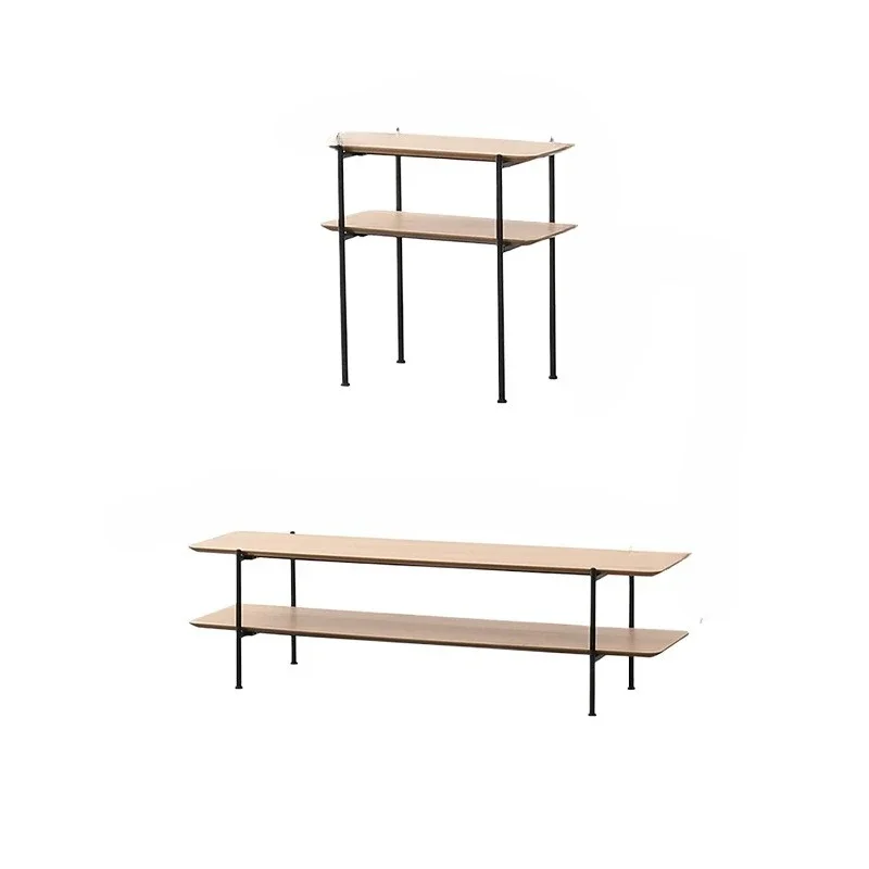 

Modern simple bookshelf small apartment TV cabinet storage Nordic hollow light luxury shelf floor cabinet