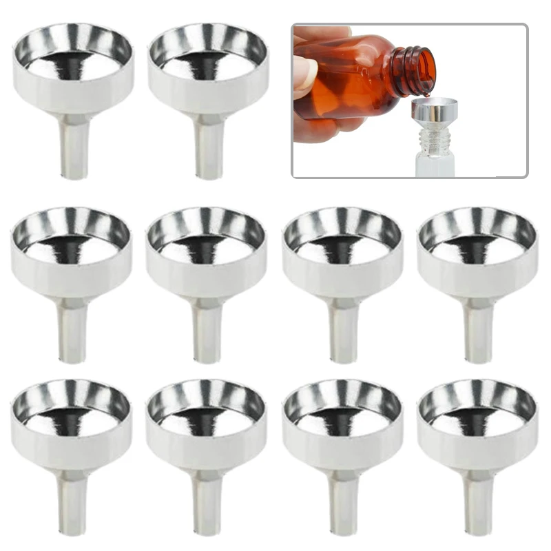 10Pcs Mini Metal Funnels Multi-functional Wine Oil Liquid Funnel Perfume Sample Dispenser Kitchen Gadgets Household Supplies