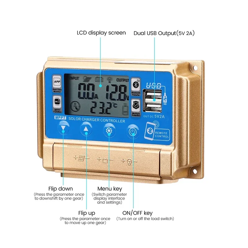 30/40/50/60A Solar Charge Controller MPPT 12V 24V Solar Intelligent Controller With Bluetooth/Wifi Solar Panel Charger Regulator