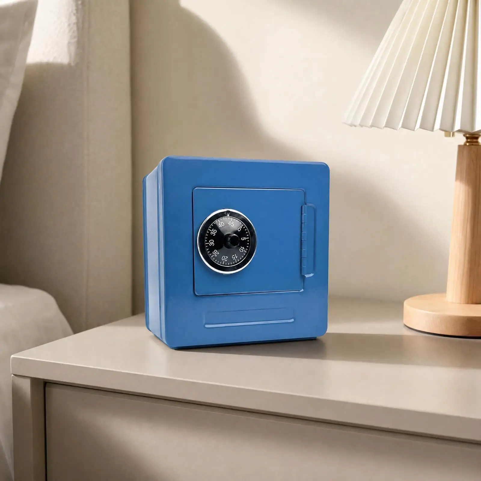Metal Savings Box with Combination Combination Lock Lockable Square Money Box with Hinged Front Door Compact Money Box Bank with