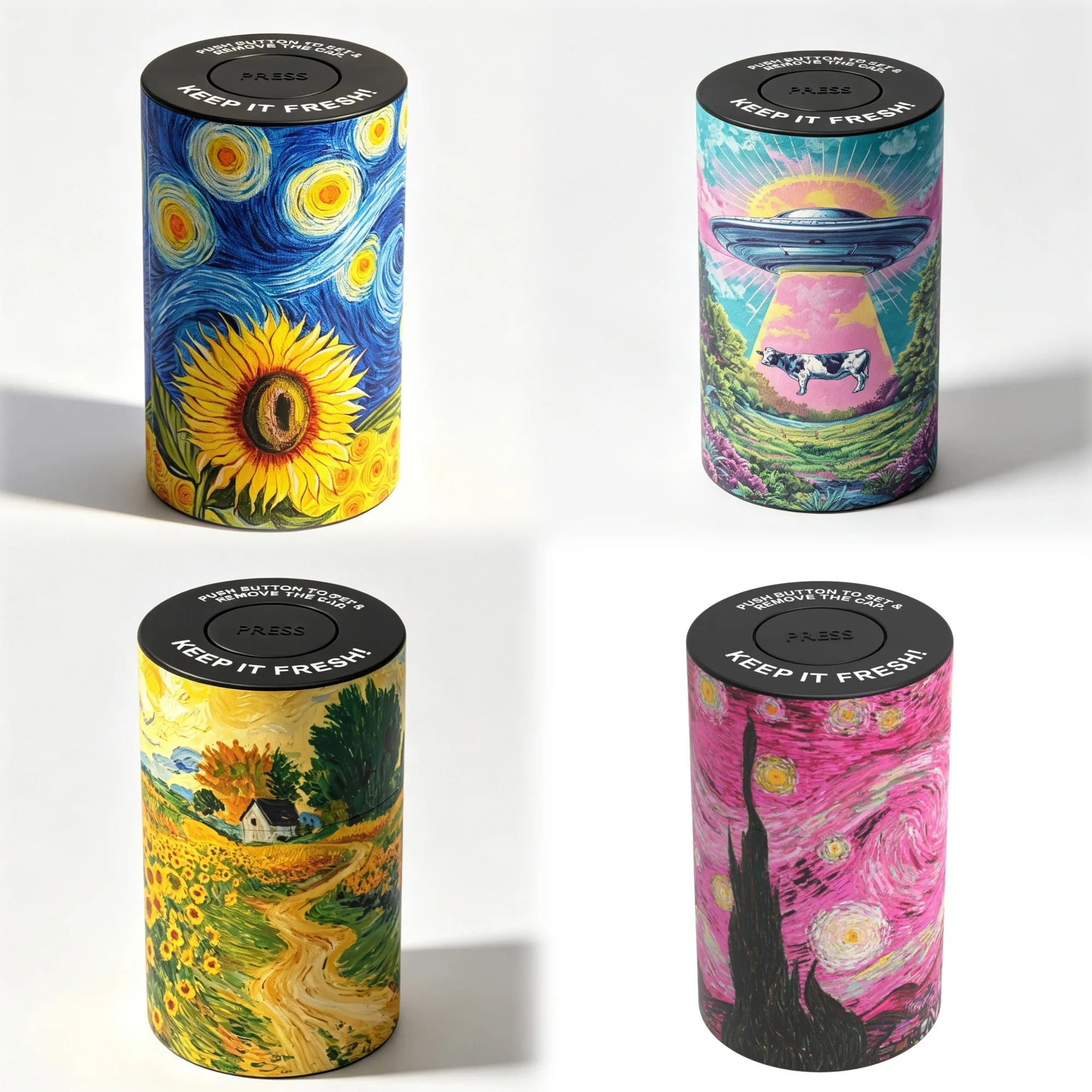 Plastic Air Tight Can-Stash Vacuum Sealed Spice, Tobacco Jar in Multi Designs