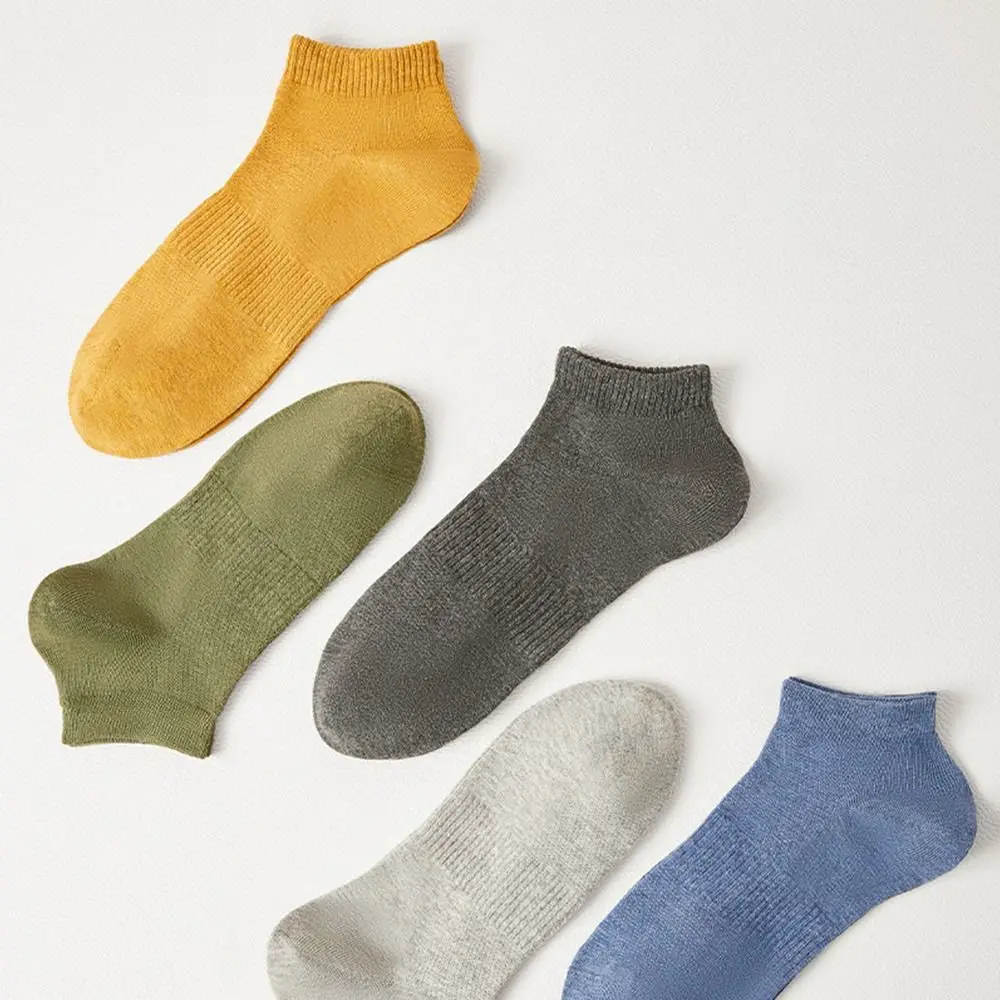 Hollow Out Mesh Men's Socks Non-slip Polyester Colored Boat Socks Sweat Absorption Breathable Low-top Ankle Socks Men