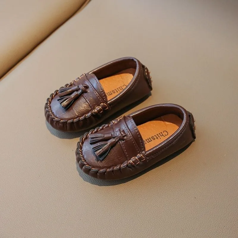 Kinderen Platte Schoenen Lente Herfst Kids Slip-On Schoenen Jongens Loafers Zacht Pu Lederen Peuter Oxfords Schattige Kwast Kleine Kinderschoenen