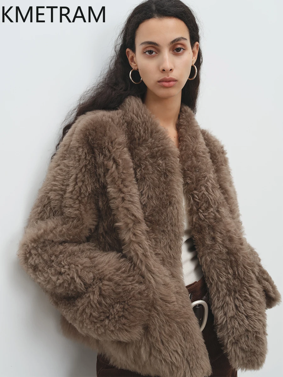 Laine naturelle peau de mouton Double face fourrure veste femmes luxe court réel manteau de fourrure fourrure vestes hiver femme vêtements 2025 шу sik