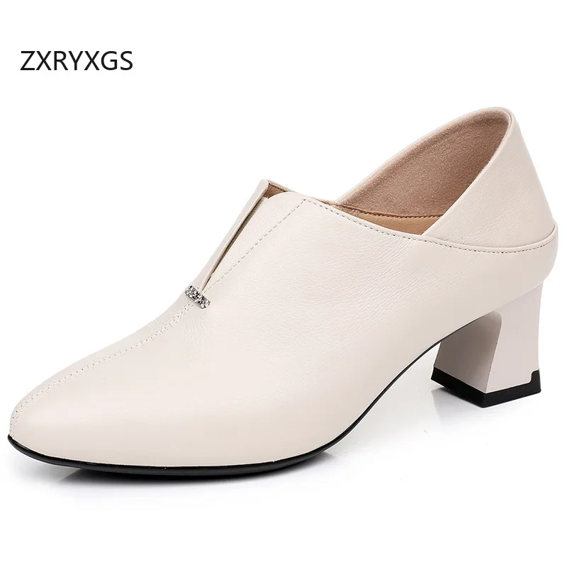

ZXRYXGS 2025 Top Layer Cowhide Pointed Women High Heel Shoes Genuine Leather Office Work Banquet Wedding Shoes Shoes Size 32-43