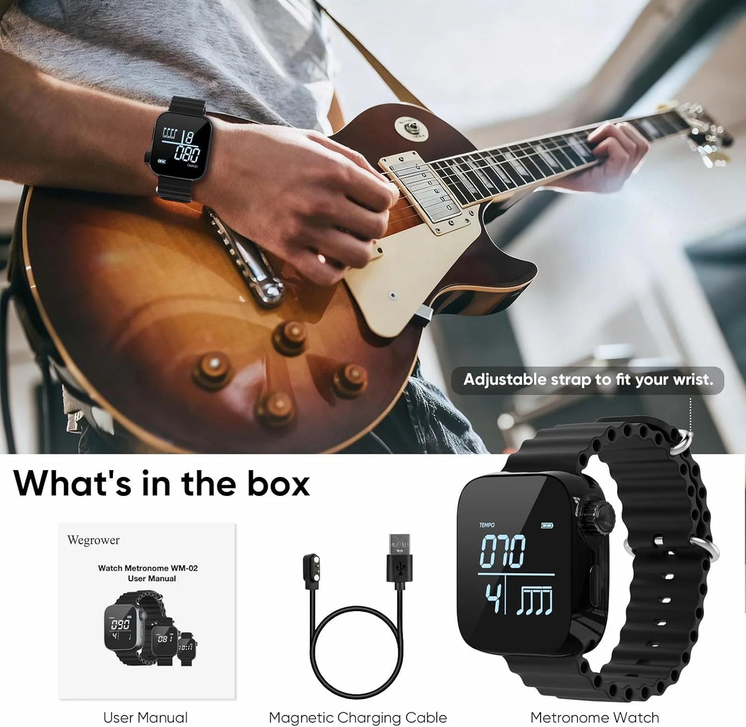 Wearable Vibrating Metronome 40-240 Bpm Smart Instruments Pulse Beat Counting Watch For All Guitar Piano Drums Music Instrument view 3