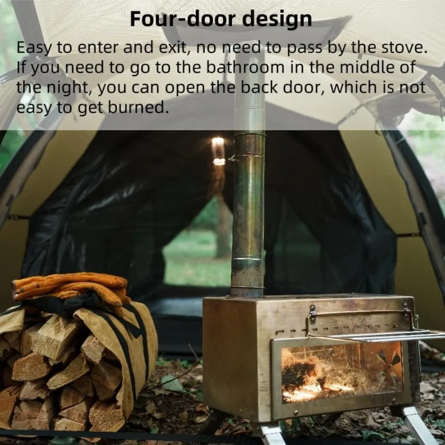 خيمة ساخنة مع موقد جاك 4 الموسم مقاوم للماء يندبروف المأوى لمدة 14 شخص خفيفة الوزن للتخييم التنزه الصيد الصيد #4