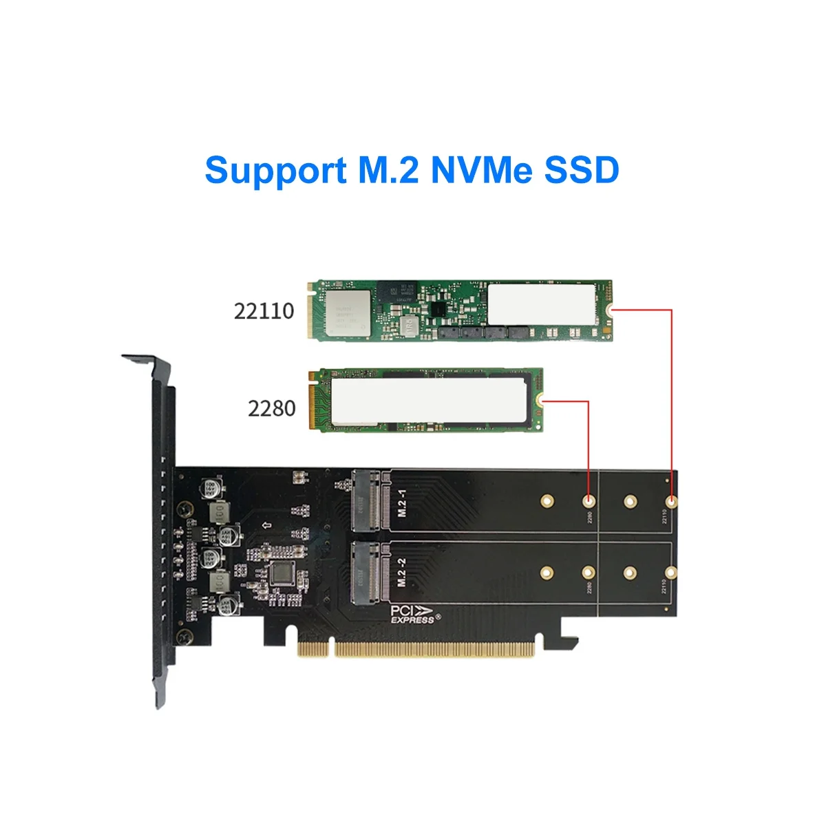 Imagem -04 - Placa de Expansão Pci Express com Dissipador Adaptador Pcie para m2 Pcie X16 Portas m2 Nvme m Key Ssd Pci