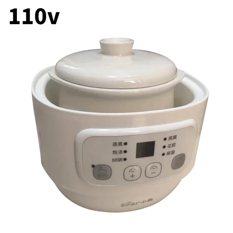 110V/220V Electric Steamer Ceramic Double Boiler for Home Use Multifunctional Slow Cooker USA Canada Japan
