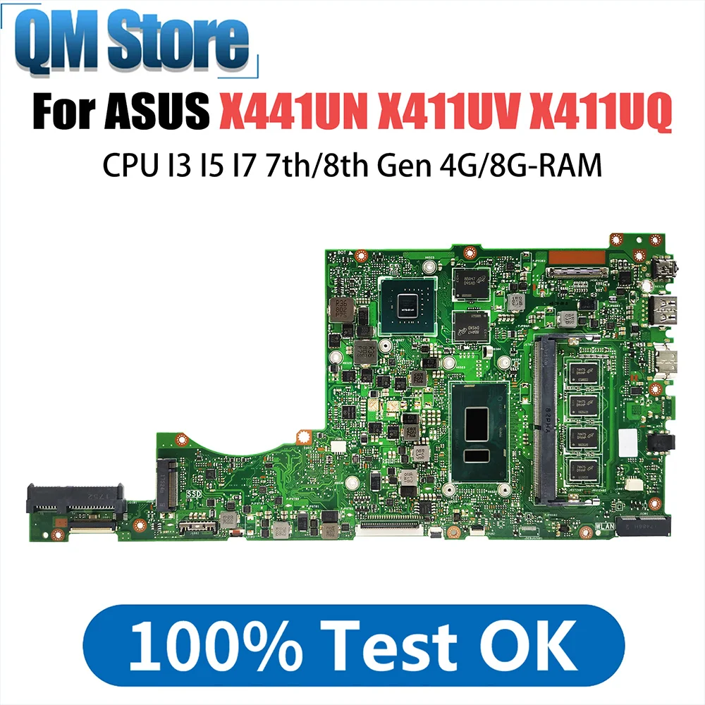 

X441UN Mainboard X411UV X411UQ S4000V S4200V A411U K411U F411U Laptop Motherboard CPU I3 I5 I7 7th-8th Gen 4G-8G-RAM