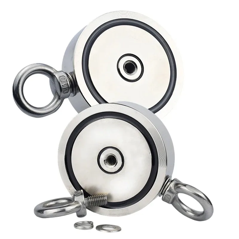 Salvage magnet set, strong double lifting rings, double-sided large deep-sea salvage magnet, portable and easy to operate