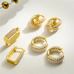 HECHENG,Pearls Earrings For Women Wedding Fine Jewelry Piercing Earrings Hoops Bohemia Pendientes Plata Earrings