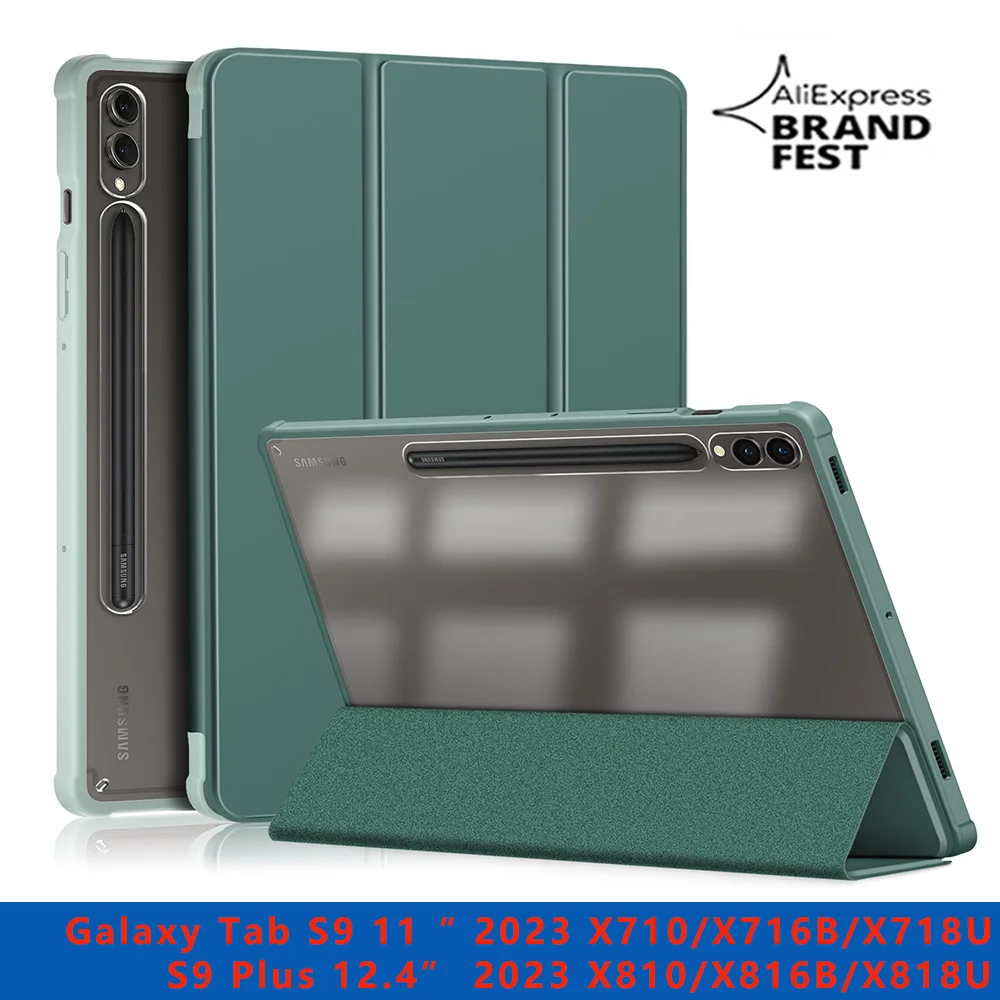 

For Samsung Galaxy Tab S9 Plus 12.4" Tablet Case Pencil Holder FundaSmart Sleep Cover For Samsung Tab S9 11 Acrylic Back Shell