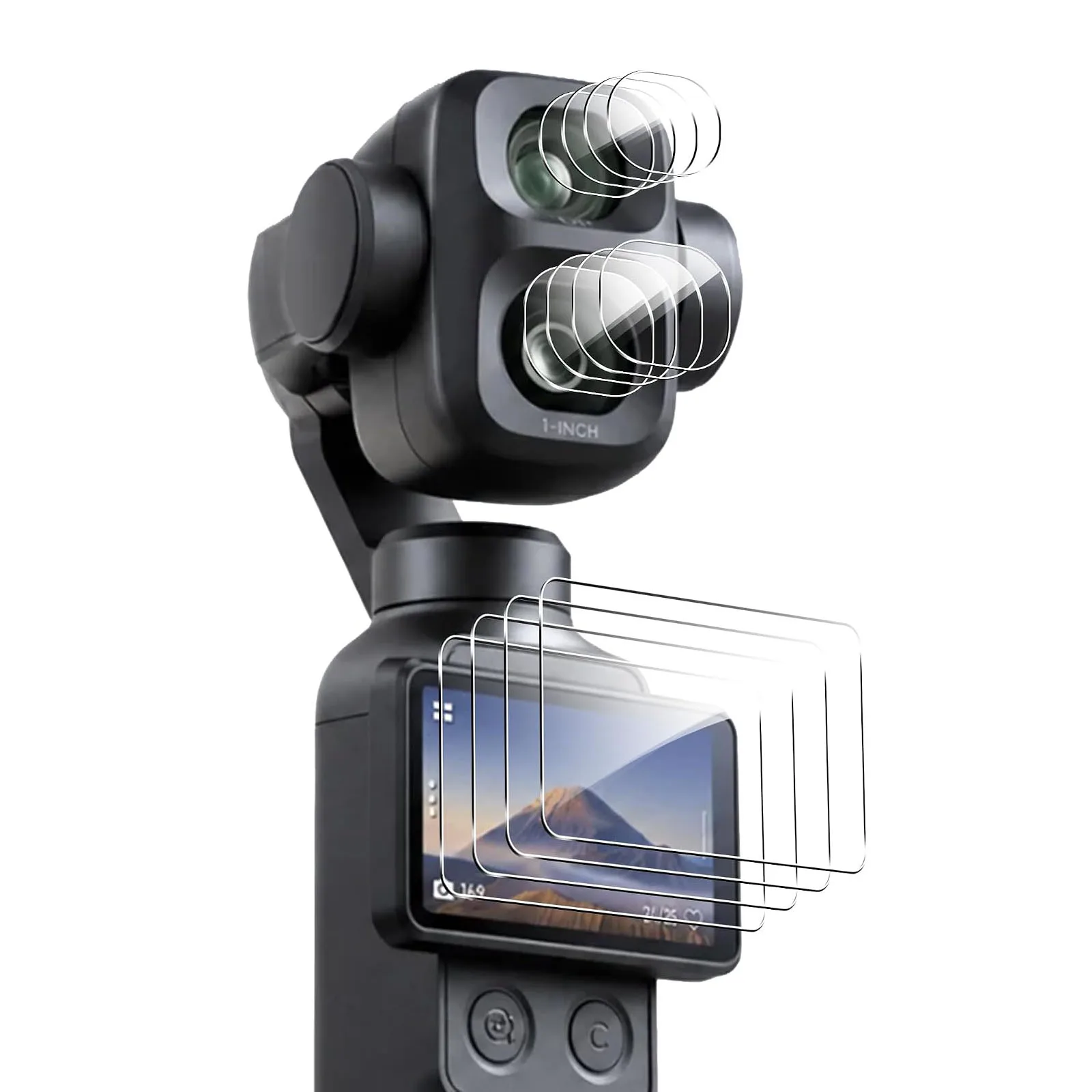 4 Stück gehärtetes Glas Displayschutz & PET-Linsenschutz für DJI Osmo Pocket 4 Pro 99% HD Klar Kratzfest Blasenfreie Gimbal-Folie