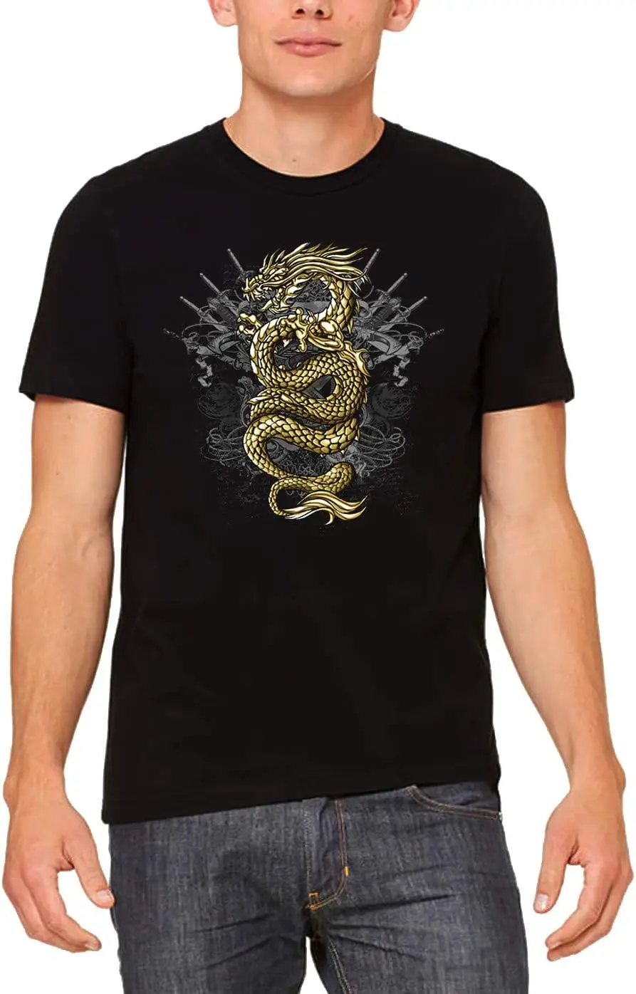 

Men's Gold Dragon Black T-Shirt Black