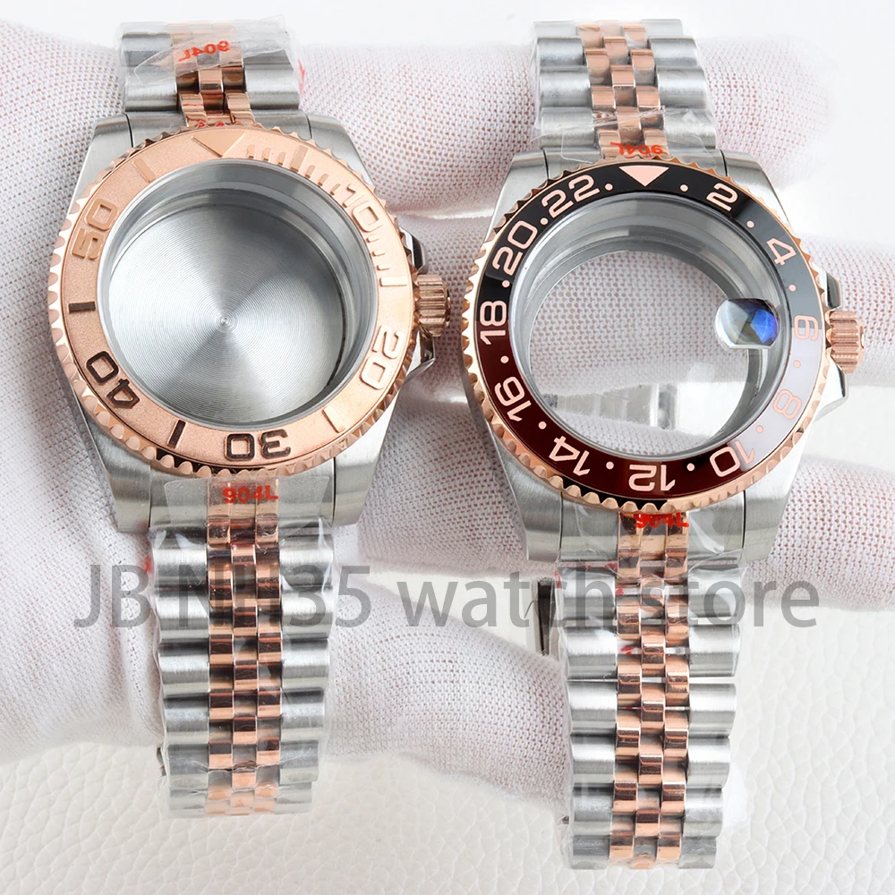 

Silver And Rose Gold 40mm Waterproof Watch Case Fit Seiko Nh34 Nh35 Nh36 Nh38 Movement 28.5mm Dial SUB GMT Yacht-Master Case