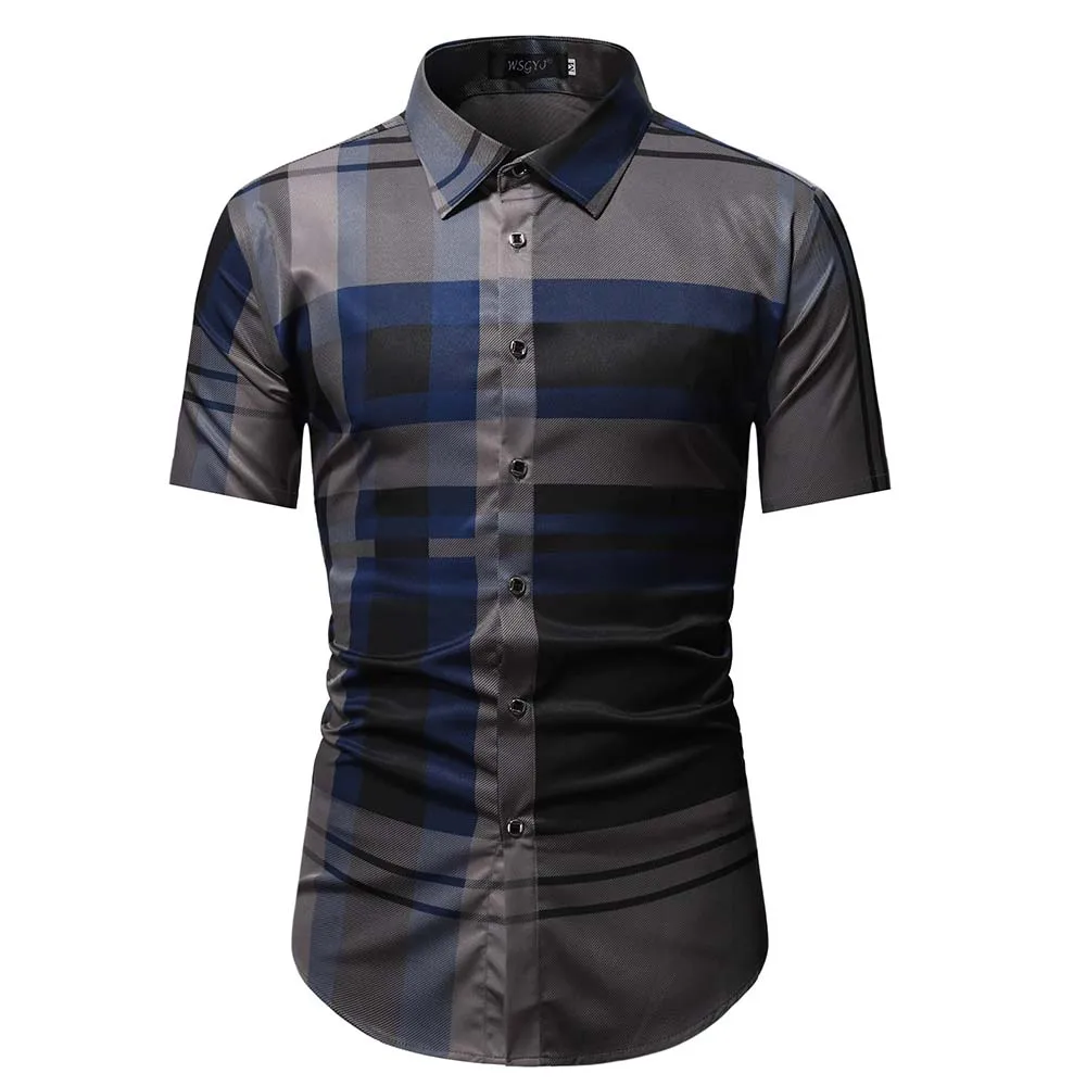 Summer Business Social Chemise Homme Casual Party Short Sleeve Striped Shirt Men Dress Luxury Button Up Fashion Mens Clothes