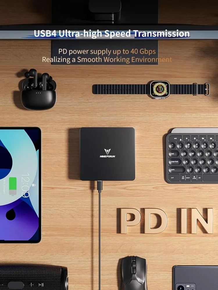 UM890 Pro Barebone con mini PC, mini computer AMD Ryzen 9 8945HS, display quadruplo 8K HDMI/DP1.4/USB4 х 2, AMD Radeon 78