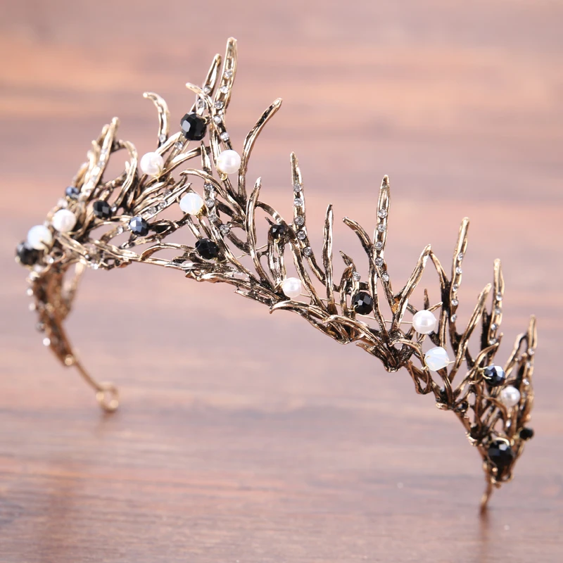 Vintage Wedding Crown Pearl Rhinestone Crystal Crown Headdress Bridal Crown Hair Accessories Queen Crown Wedding Headdress Gift image 4