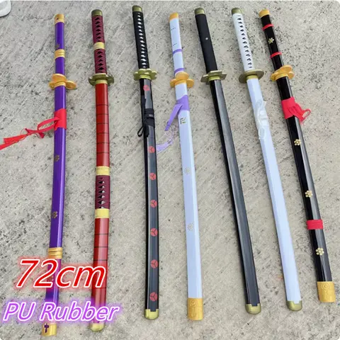 1:1 애니메이션 코스프레 Roronoa Zoro Katana 검 PU Wado Ichimonji 검 역할 놀이 Aki Mizu 사무라이 무기 파티 장난감 검 72cm