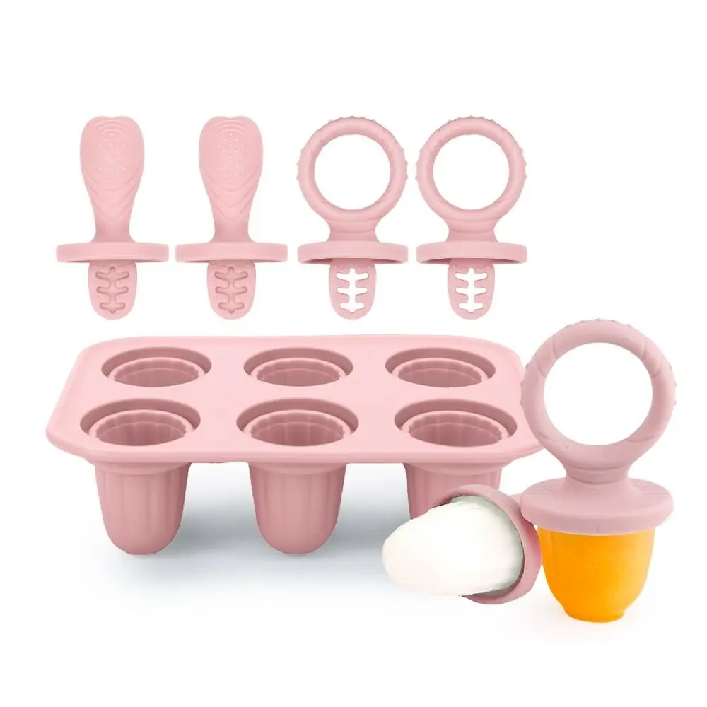 Premium 6 Cavity Silicone Popsicle Molds Food Grade Easy Fill Breastmilk Popsicle Molds BPA Free Drip-Proof Chew Stick Infants