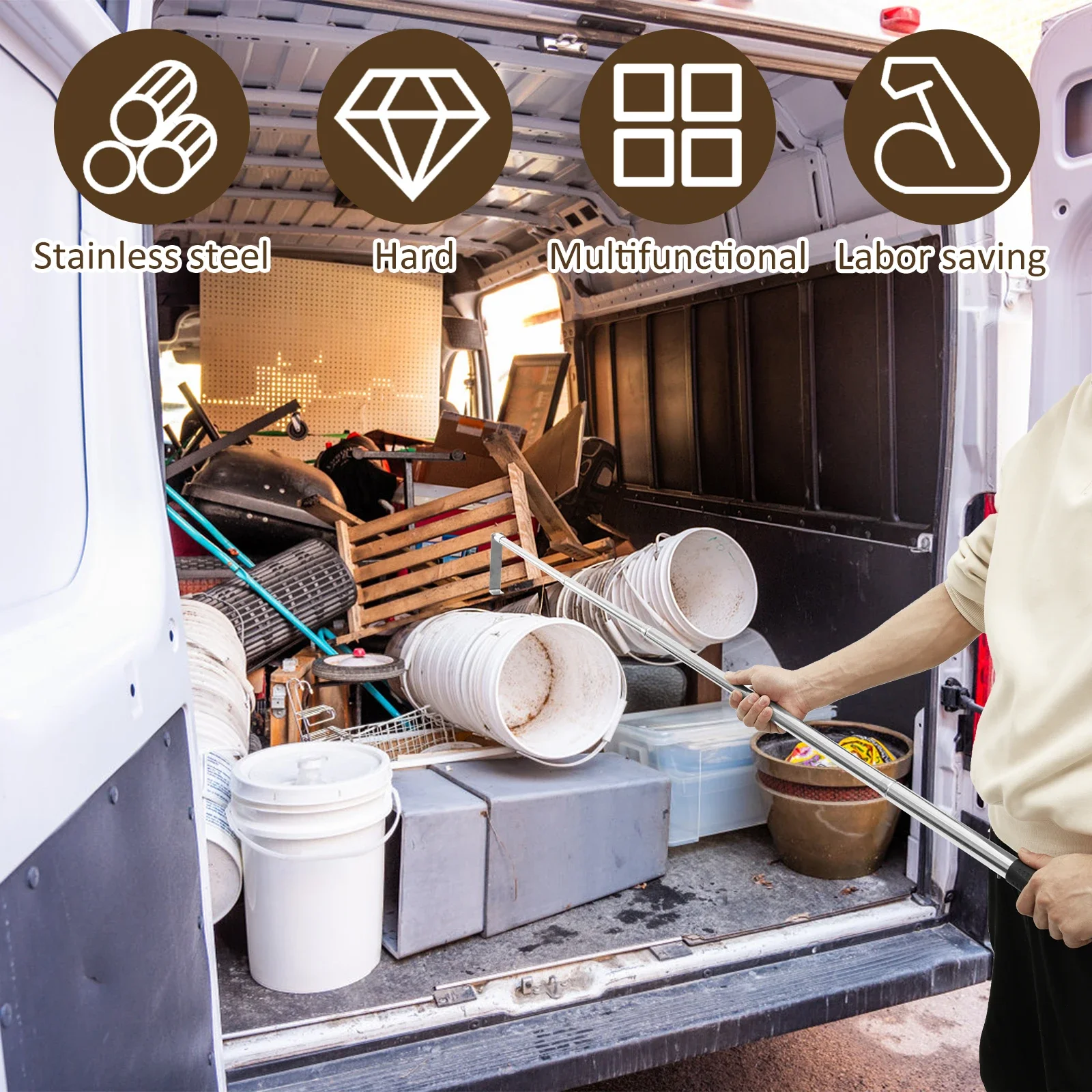 مريح تصغير شاحنة السرير المسترد أداة الفولاذ المقاوم للصدأ شاحنة البضائع المنتزع مع المضادة للانزلاق المطاط قبضة للشاحنات المرآب