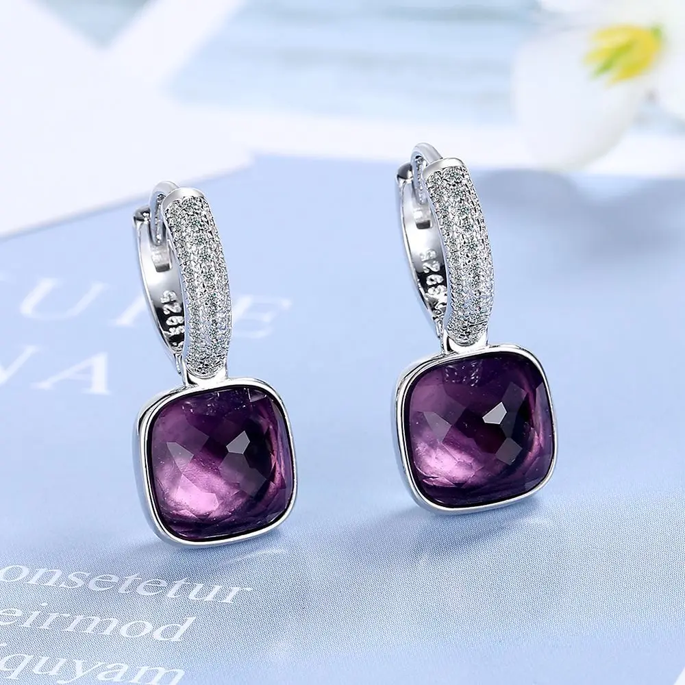 Bugalaty New Fashion Women orecchini Square Cubic Zirconia Ear Drops Hoops Ear Studs ciondola per regalo di gioielli femminili