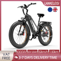 LANKELEISI DM530 PLUS Electric Bicycle 1000W Powerful Motor 52V20AH Lithium Battery 26 Inch Fat Tire All Terrain Electric Bike