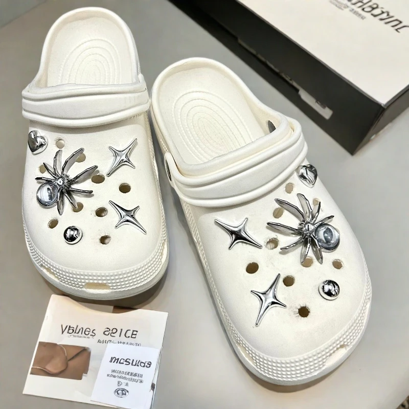 DIY Spider Set Theme Hole Shoe Charms Dark Color Kids Beach Shoe Accessories Gift for Girls Party