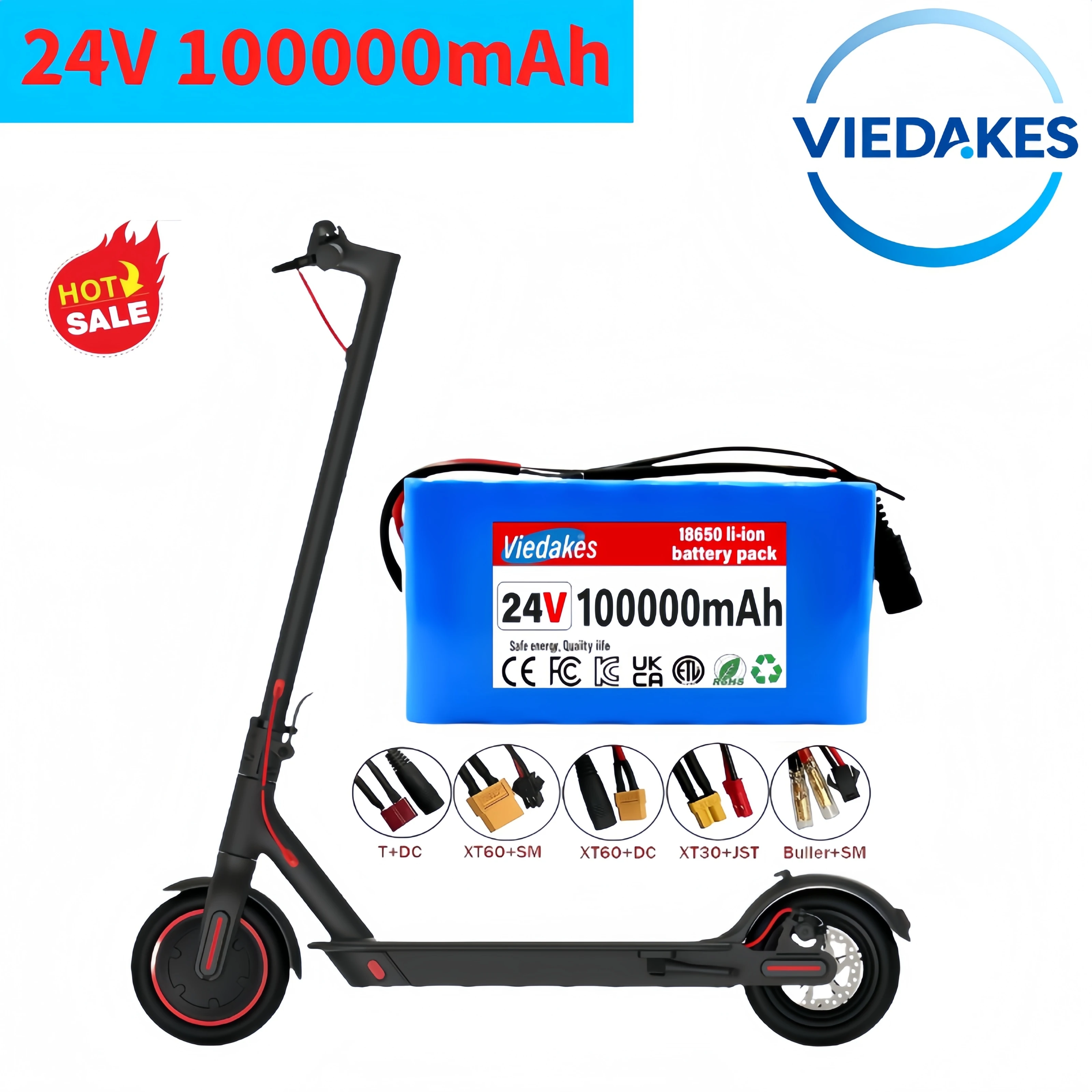 💯 Nieuwe oplaadbare batterij met een capaciteit van 100.000 mAh, vervangt 24V7S3Pscooter-accu en handige autostofzuiger