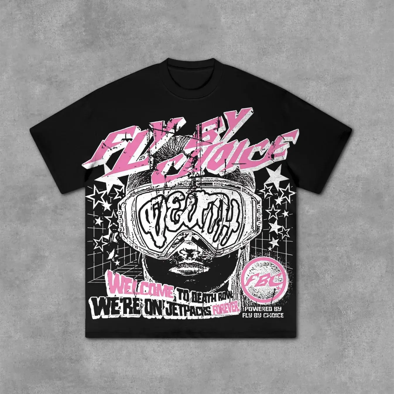 Vintage High Street Tops Vintage Fly By Choice Print Graphics Casual T-shirt Y2K Short Sleeves Oversize Streetwear Unisex