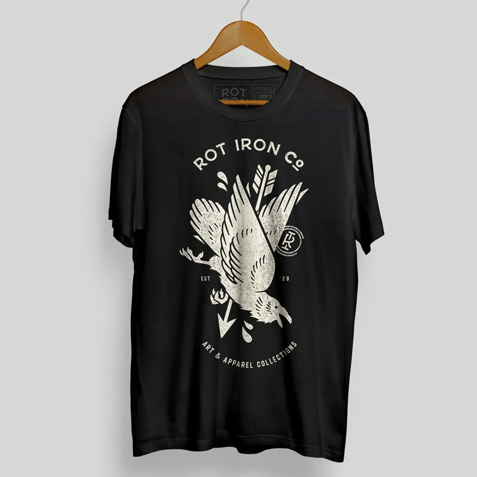 Brand Raven Rot Iron Co T Shirt Screen Black Old School Tattoo vintage Washed Comfortable Stylish Breathable Soft Casual