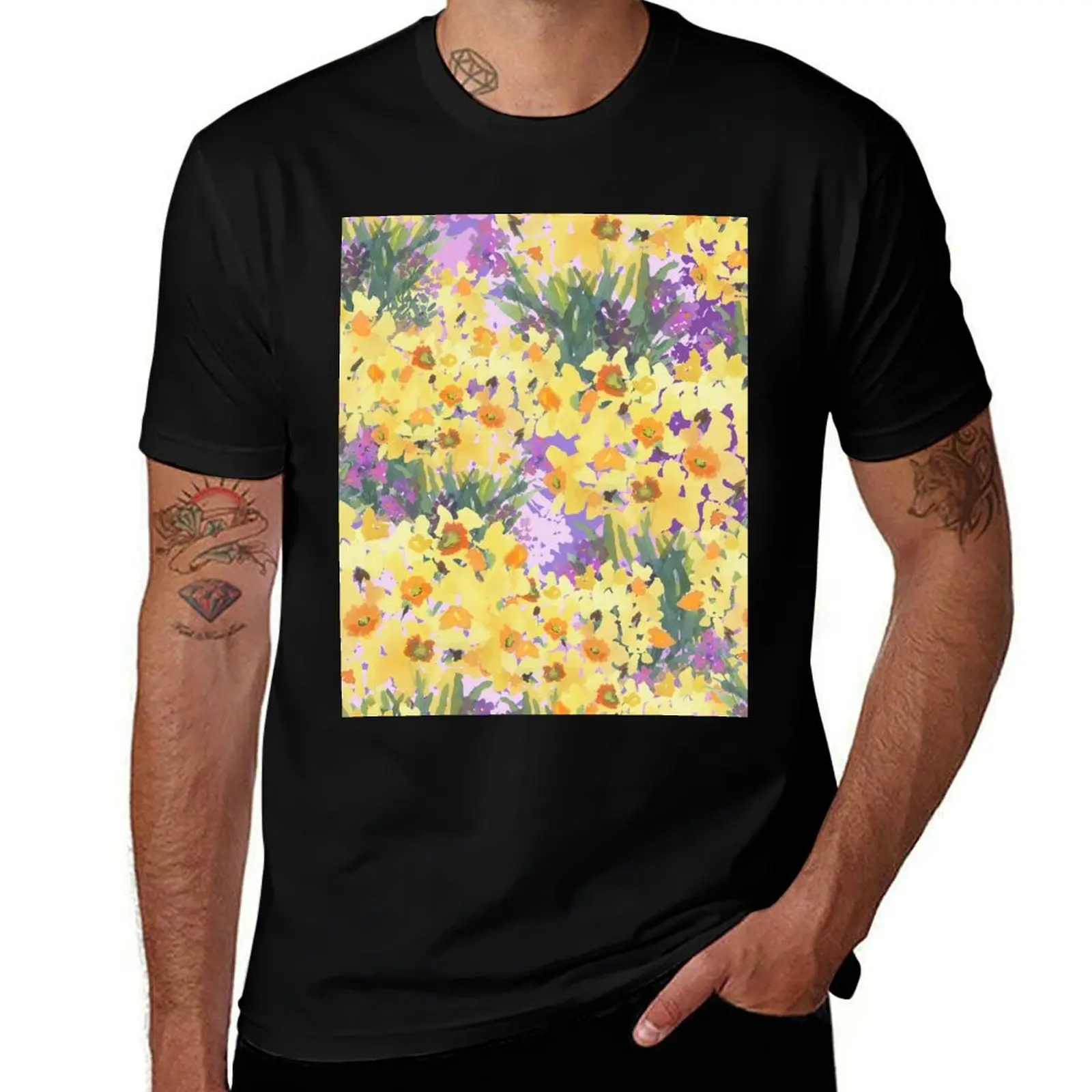 

Yellow Daffodil Garden T-Shirt man t shirts cotton t shirts for man slim fit man t shirt cotton high quality T-Shirt
