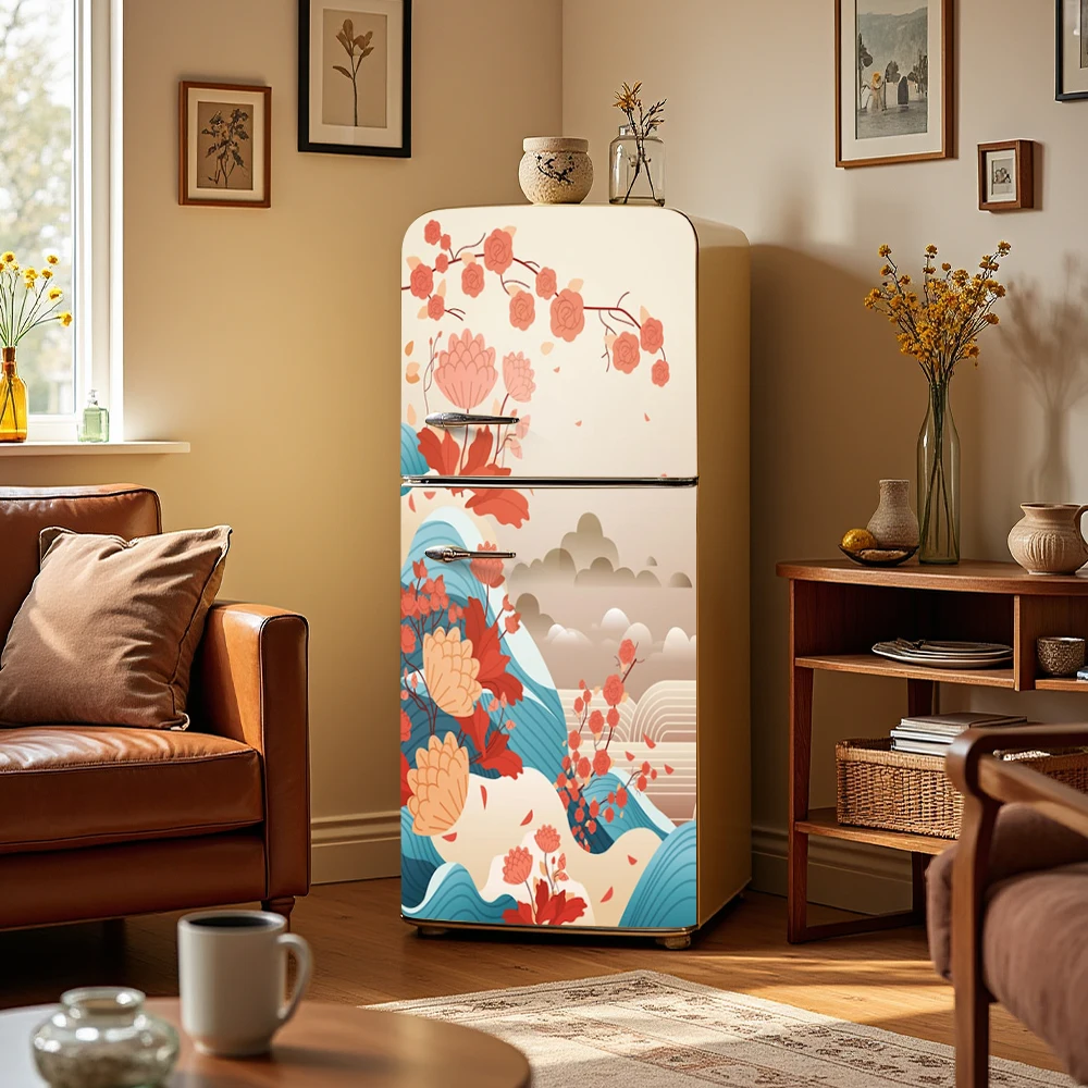 일본풍 미니멀리즘 스타일의 꽃무늬 냉장고 스티커, 접착 - Kitchen Appliances In Japanese 리뷰 및 가격