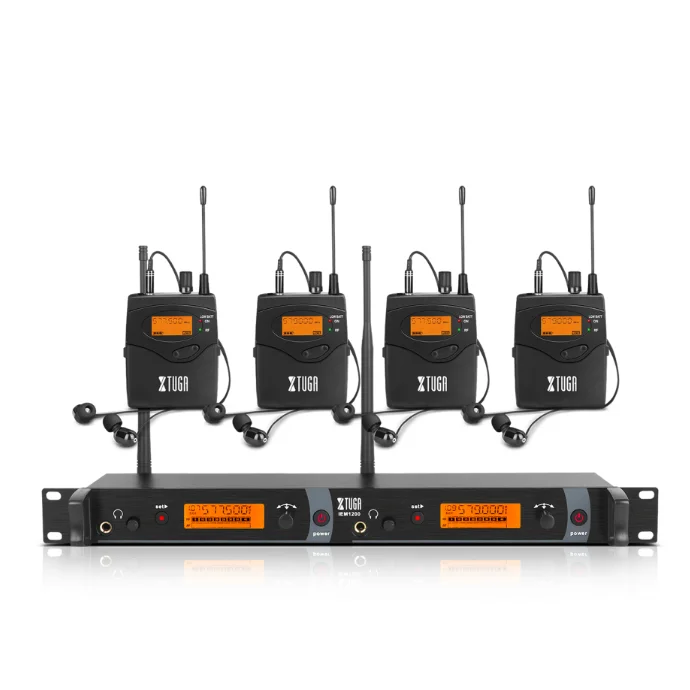 

IEM1200 Wireless in Ear Monitor System 2 Channel 4 Bodypacks Monitoring with in Earphone Wireless Type for Stage Church