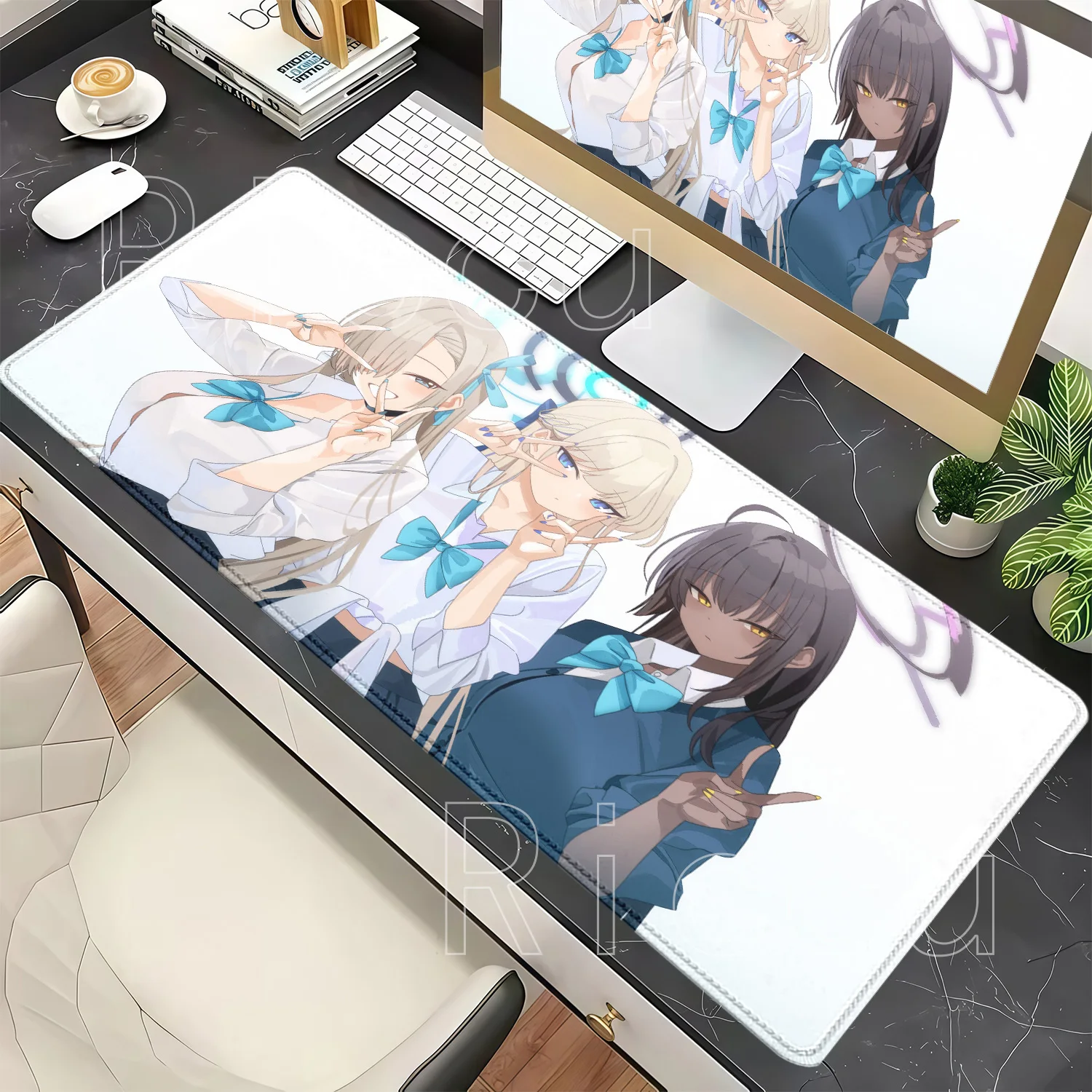 New Asuma Toki Blue Archive Bunny Girl Overlock Mousepad Non-slip Base Keyboard ESports Mouse Pad PC Office HD Printing Desk Mat