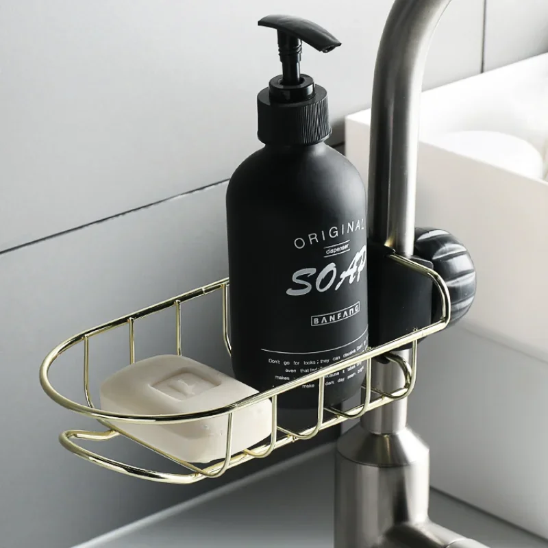 Eisen Wasserhahn Rack Badezimmer Einfache Hängenden Korb Küche Waschbecken Lappen Abfluss Lagerung Rack Robust und Langlebig Badezimmer Rack Rack