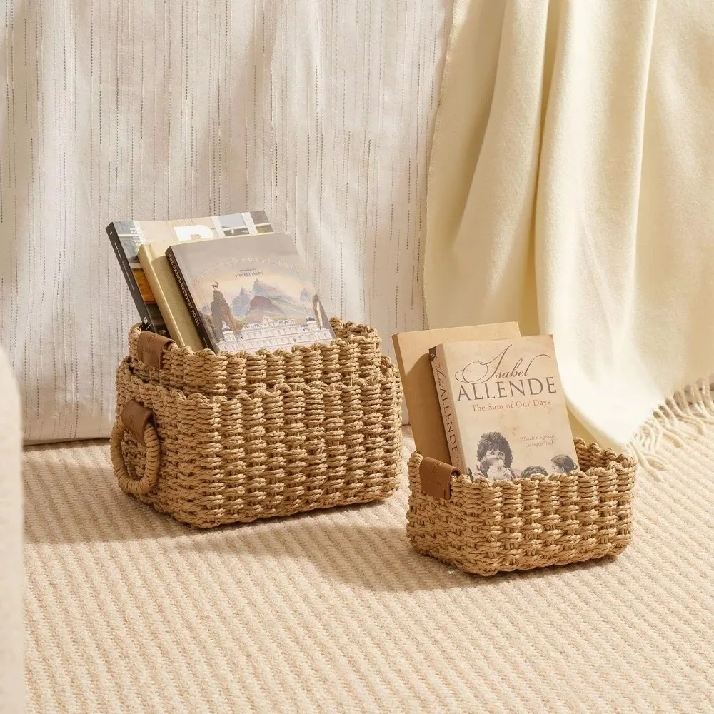 Woven Cosmetics Storage Basket Handmade Decorative Snacks Storage Containers Simple Multi-functional Storage Bins