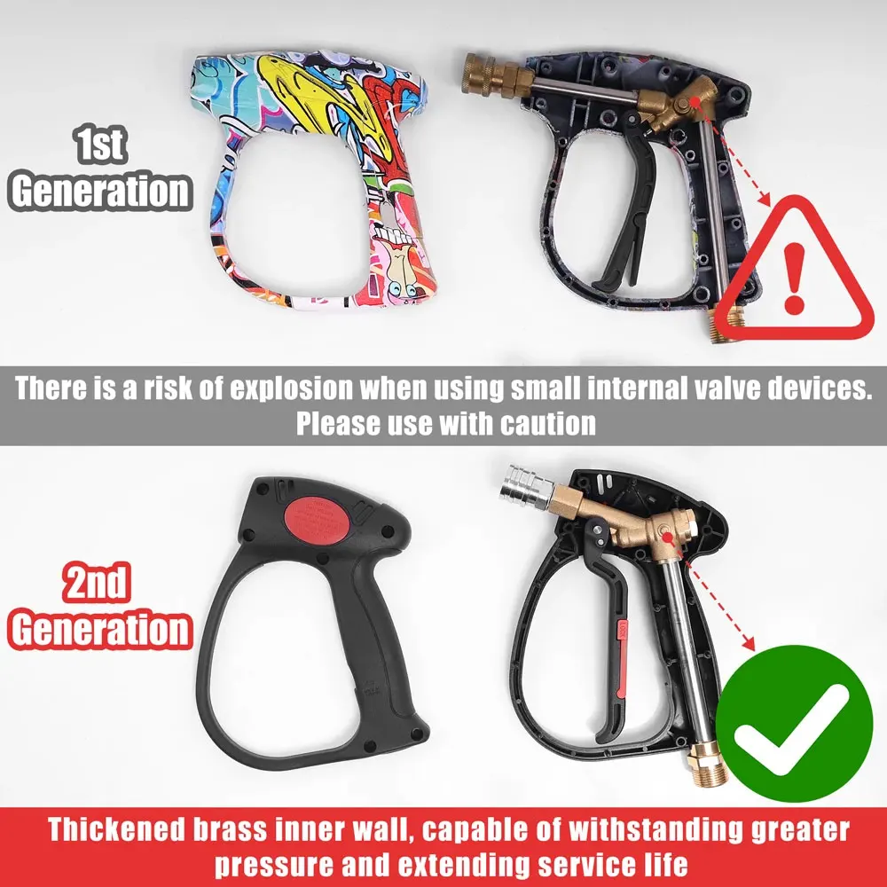 ROUE 1/4” Quick Connect Car 4500PSI Wash High Pressure Spray Gun Stainless Steel Brass M22-14mm for Karcher/Nilfisk/Bosch Lavor