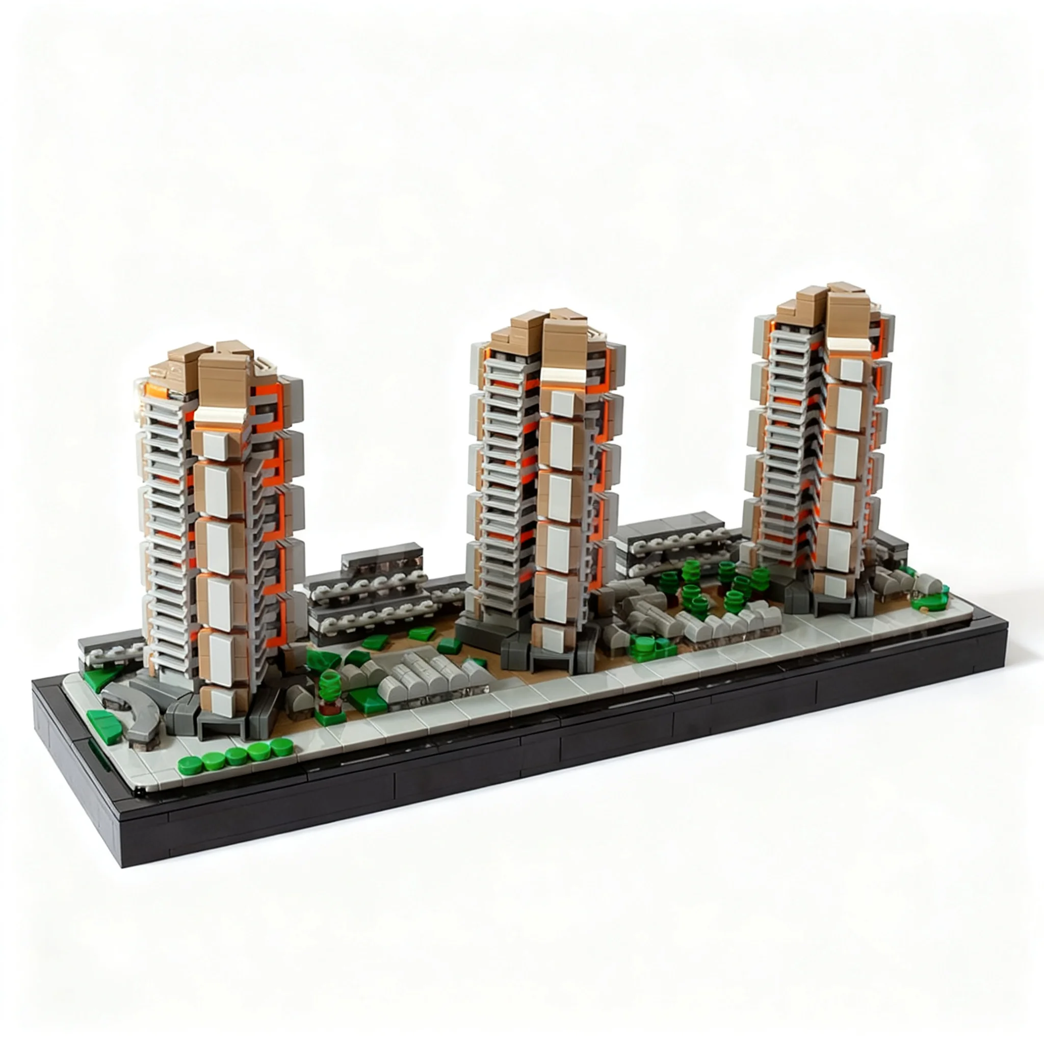 1410pcs MOC Neckar Riverbank High-Rise Buildings - Mannheim Germany Model Building Blocks Christmas Gift Construction Toy 3D