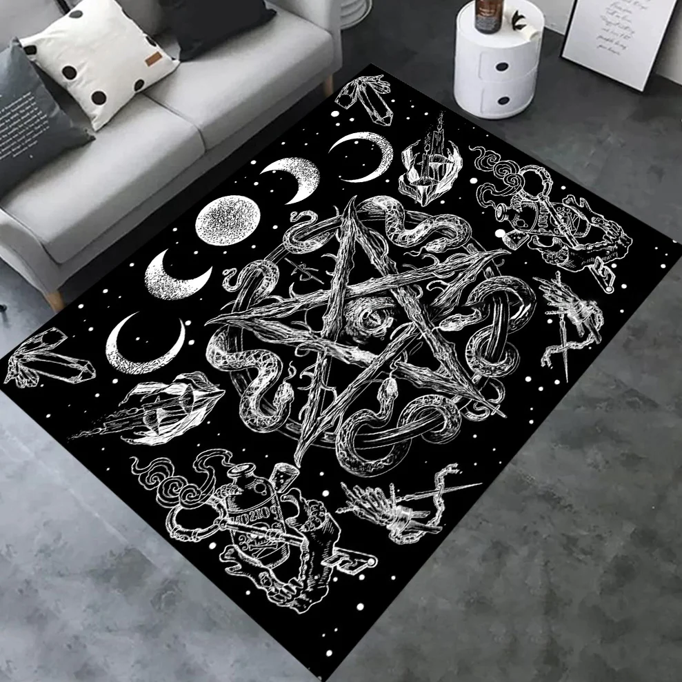 Witch Pentagram Snake Moon Phase Area Rug Non Slip Washable Mat For Living Room Bedroom Garden Home Decor