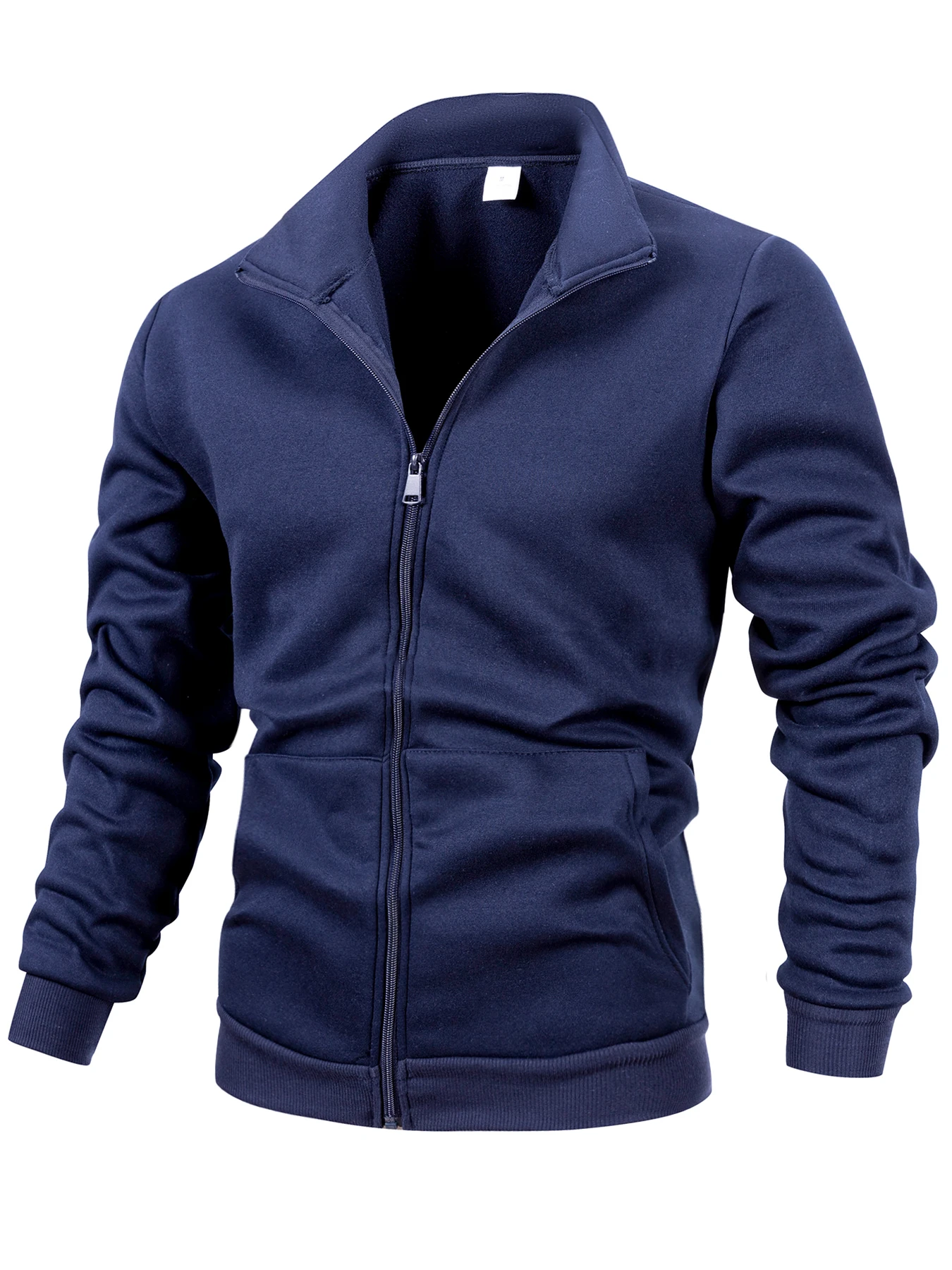 الخريف الشتاء الرجال طويلة الأكمام الصوف جاكيت زيبرا معاطف بلون الوقوف طوق سترة دافئة معطف رياضية في الهواء الطلق الرجال