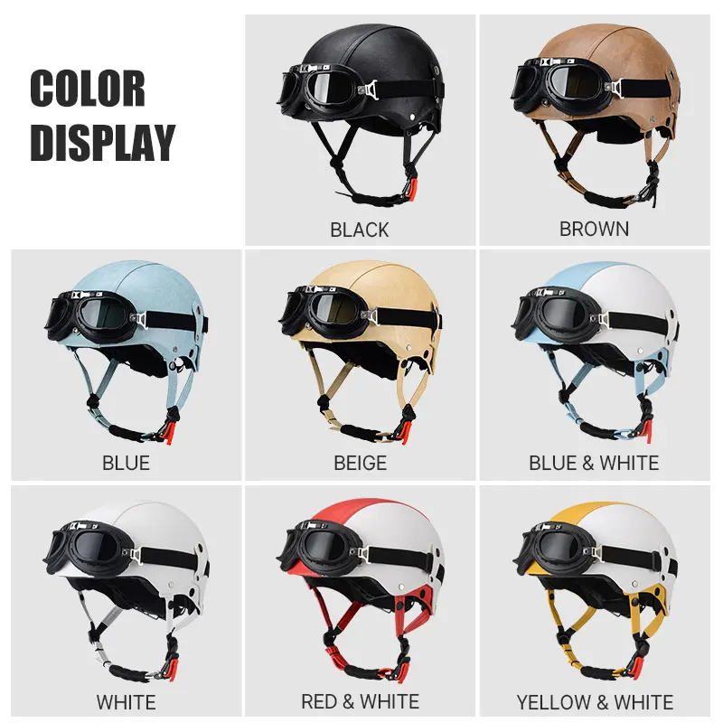 Retro Motorcycle Helmets Capacete De Moto Half Face Helmet Motorbike Half Helmet for Men Women DOT Approved Four Seasons