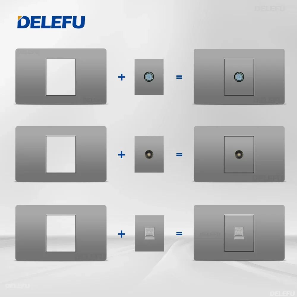 DELEFU Grey PC 2/1 Multi-function free combination computer USB-C wall socket