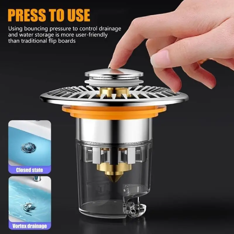 

652F WashBasin Drain Bounce Cores Filter Bathroom Shower Sink Drain Plugs Push-type Bounce Cores Drain Hair Catcher