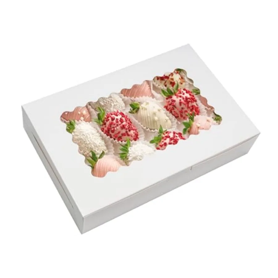 5 Pack Cookie Boxes 12x8x2.5inch Bakery Boxes with Window Treat Boxes for Cookie Packaging Gift Giving Dessert Boxes for Chocol