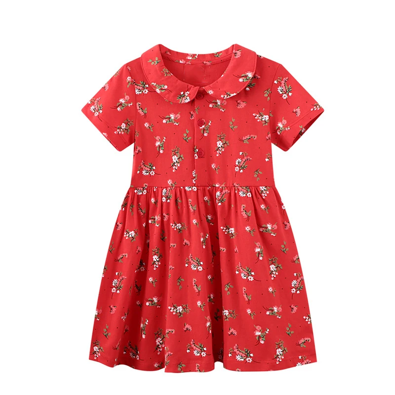 Little maven Baby Girls Dress 2024 Cartoon Flowers Children\'s Clothing Casual Clothes Cotton for Kids 2-7 years